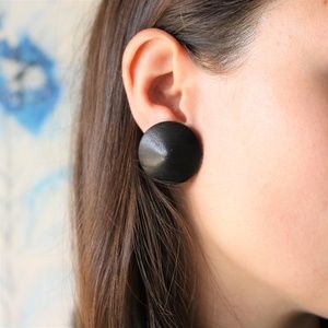 VINTAGE faux leather dot earrings